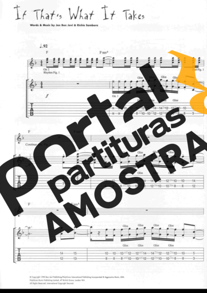 Bon Jovi  partitura para Guitarra