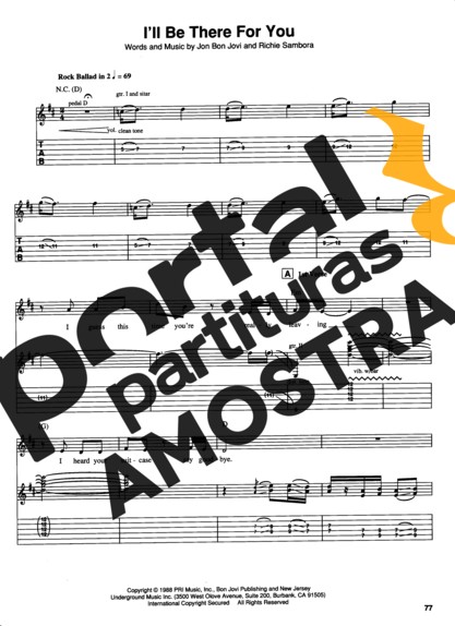 Bon Jovi  partitura para Guitarra