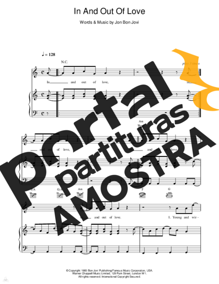 Bon Jovi  partitura para Piano