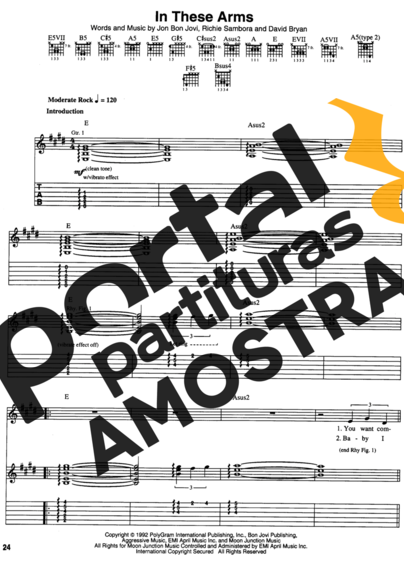 Bon Jovi  partitura para Guitarra