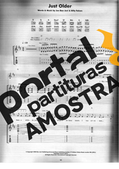 Bon Jovi  partitura para Guitarra