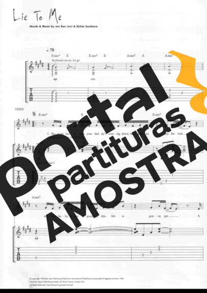 Bon Jovi  partitura para Guitarra