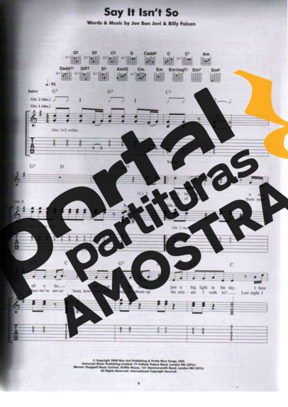 Bon Jovi  partitura para Guitarra