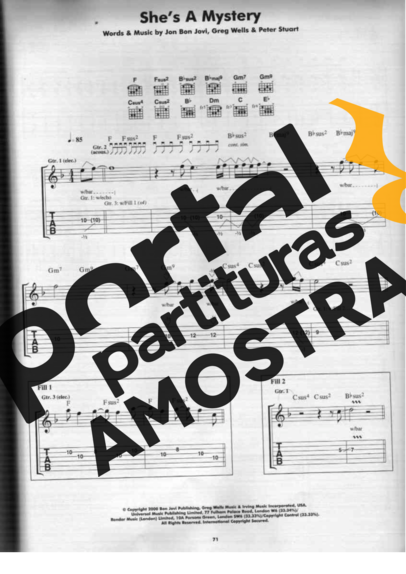 Bon Jovi  partitura para Guitarra