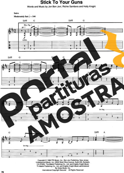 Bon Jovi  partitura para Guitarra