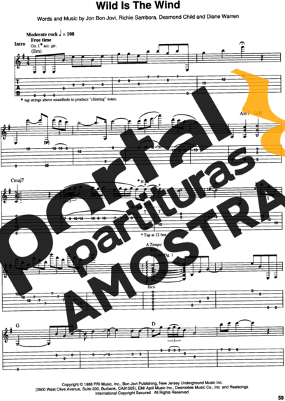 Bon Jovi  partitura para Guitarra