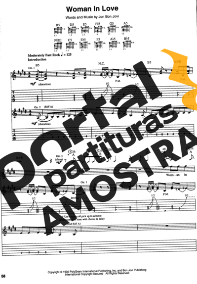 Bon Jovi  partitura para Guitarra
