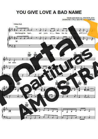 Bon Jovi  partitura para Piano