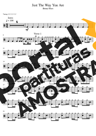 Bruno Mars  partitura para Bateria