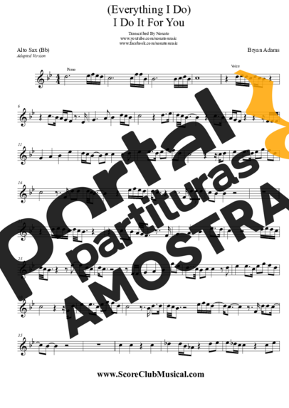 Bryan Adams I Do It For You (Everything I Do) partitura para Saxofone Alto (Eb)