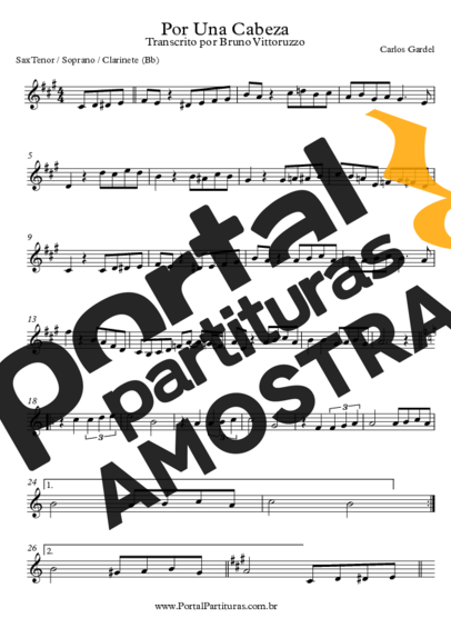 Carlos Gardel  partitura para Saxofone Tenor Soprano (Bb)