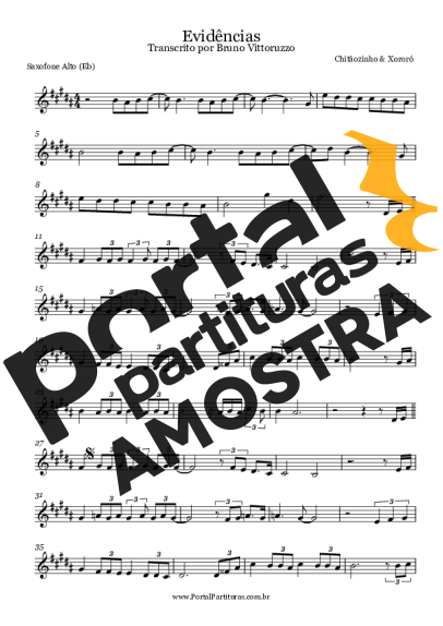 Chitãozinho e Xororó Evidências partitura para Saxofone Alto (Eb)