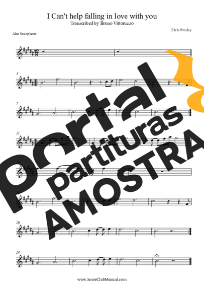 Elvis Presley I Can´t Help Falling in Love partitura para Saxofone Alto (Eb)
