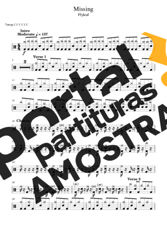 Flyleaf  partitura para Bateria
