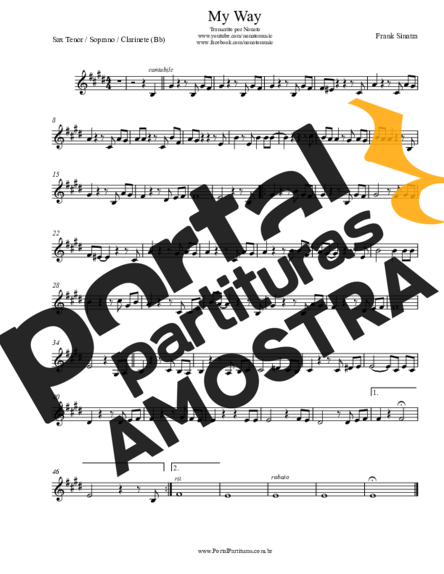 Frank Sinatra  partitura para Saxofone Tenor Soprano (Bb)