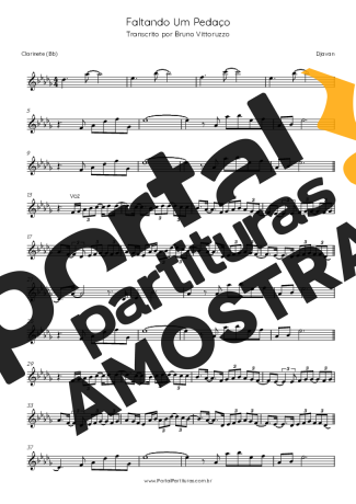 Gal Costa Faltando Um Pedaço partitura para Clarinete (Bb)