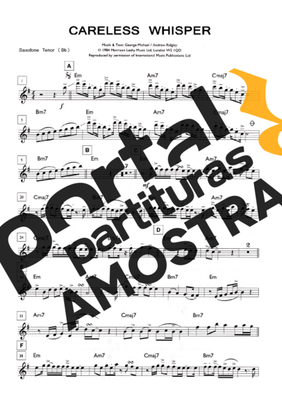 George Michael  partitura para Saxofone Tenor Soprano (Bb)