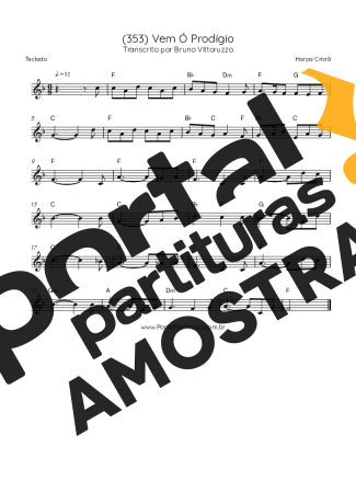 Harpa Cristã (353) Vem Ó Prodígio partitura para Teclado