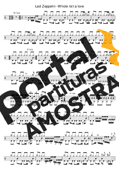 Led Zeppelin Whole Lotta Love partitura para Bateria