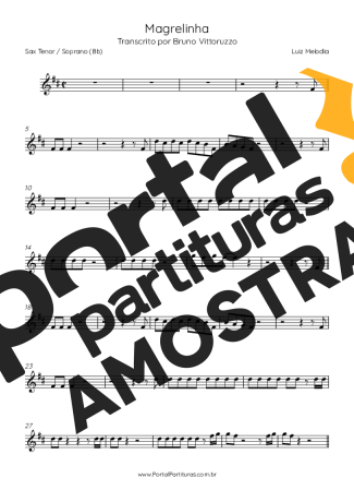 Luiz Melodia Magrelinha partitura para Saxofone Tenor Soprano (Bb)