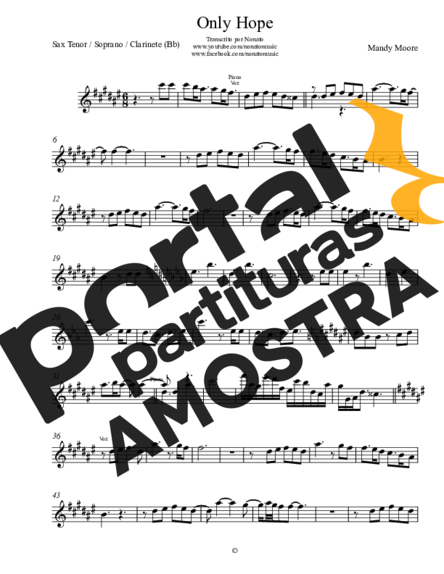 Mandy Moore  partitura para Saxofone Tenor Soprano (Bb)