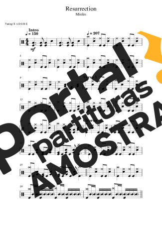 Misfits  partitura para Bateria