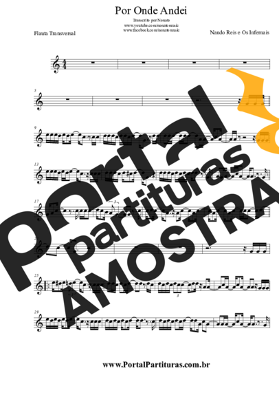 Nando Reis  partitura para Flauta Transversal