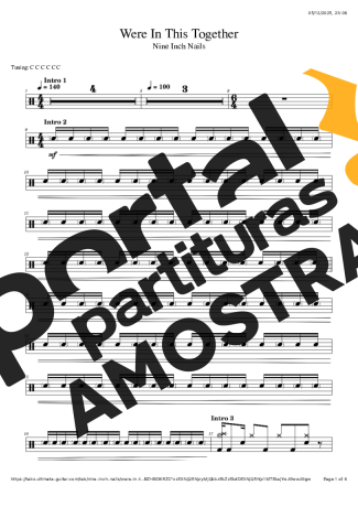 Nine Inch Nails  partitura para Bateria