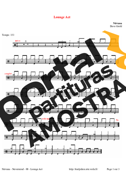 Nirvana  partitura para Bateria
