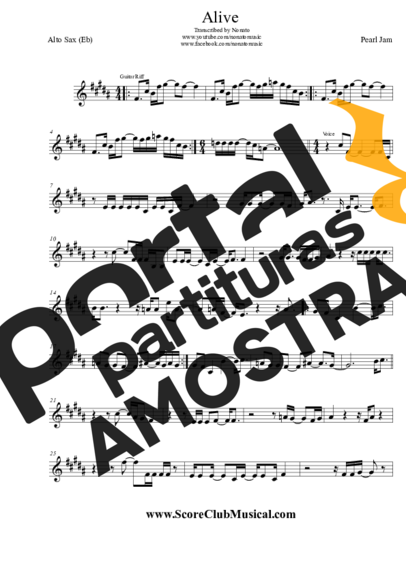 Pearl Jam  partitura para Saxofone Alto (Eb)