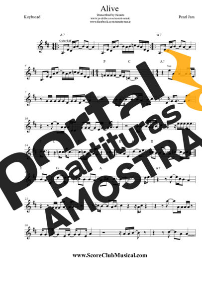 Pearl Jam  partitura para Teclado