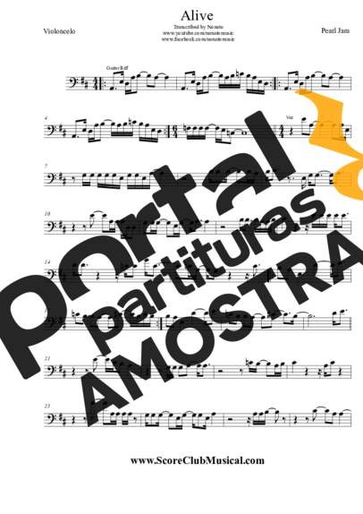 Pearl Jam  partitura para Violoncelo