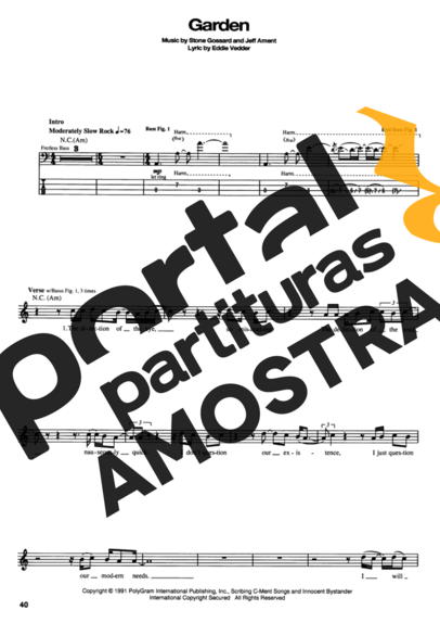Pearl Jam  partitura para Contra Baixo