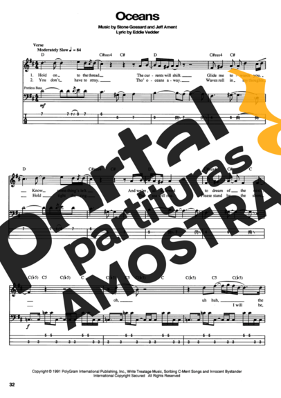 Pearl Jam  partitura para Contra Baixo