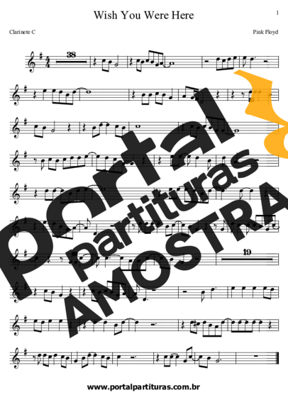 Pink Floyd  partitura para Clarinete (C)