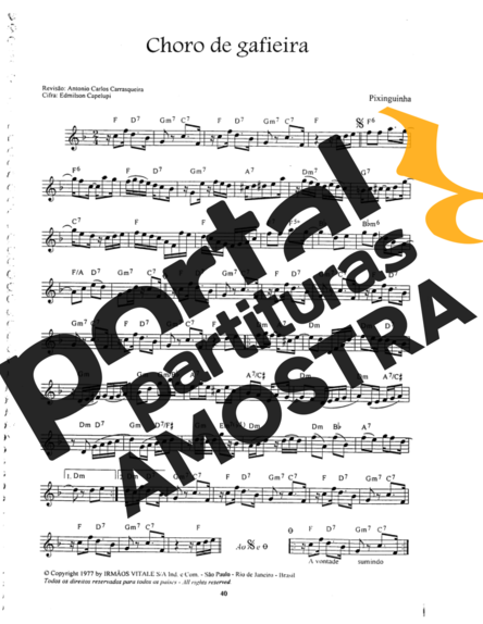 Pixinguinha  partitura para Cavaco