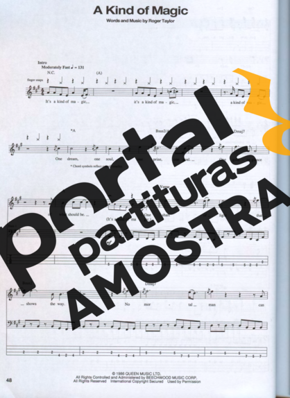 Queen  partitura para Contra Baixo