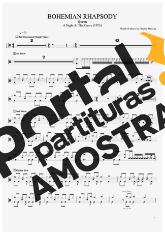 Queen  partitura para Bateria