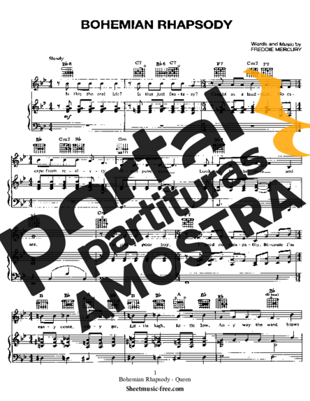 Queen Bohemian Rhapsody partitura para Piano