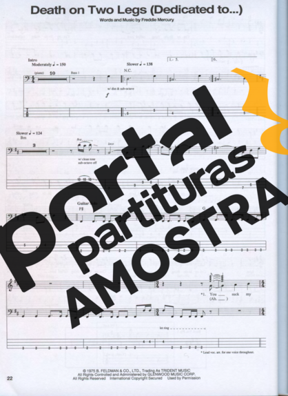 Queen  partitura para Contra Baixo