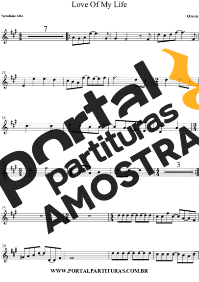 Queen Love Of My Life partitura para Saxofone Alto (Eb)