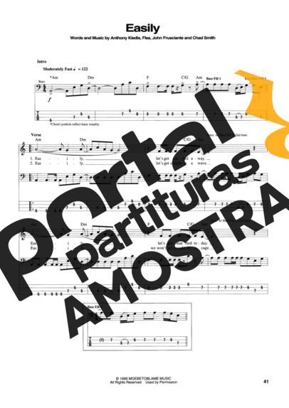 Red Hot Chili Peppers  partitura para Contra Baixo