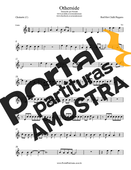 Red Hot Chili Peppers  partitura para Clarinete (C)
