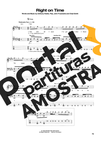 Red Hot Chili Peppers  partitura para Contra Baixo