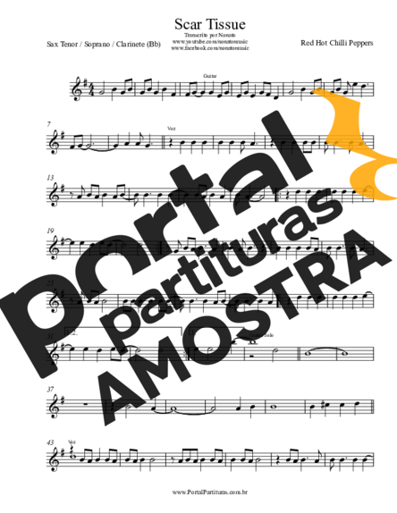 Red Hot Chili Peppers  partitura para Saxofone Tenor Soprano (Bb)