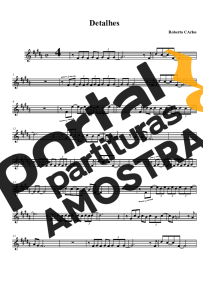 Roberto Carlos  partitura para Saxofone Tenor Soprano (Bb)