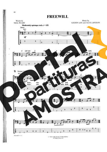 Rush  partitura para Contra Baixo