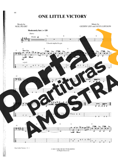 Rush  partitura para Contra Baixo