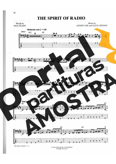 Rush  partitura para Contra Baixo