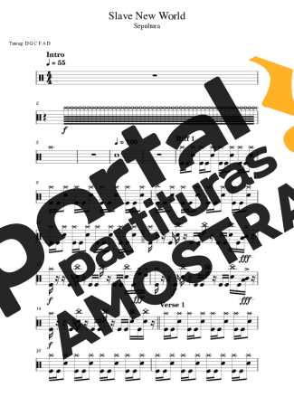 Sepultura Slave New World partitura para Bateria